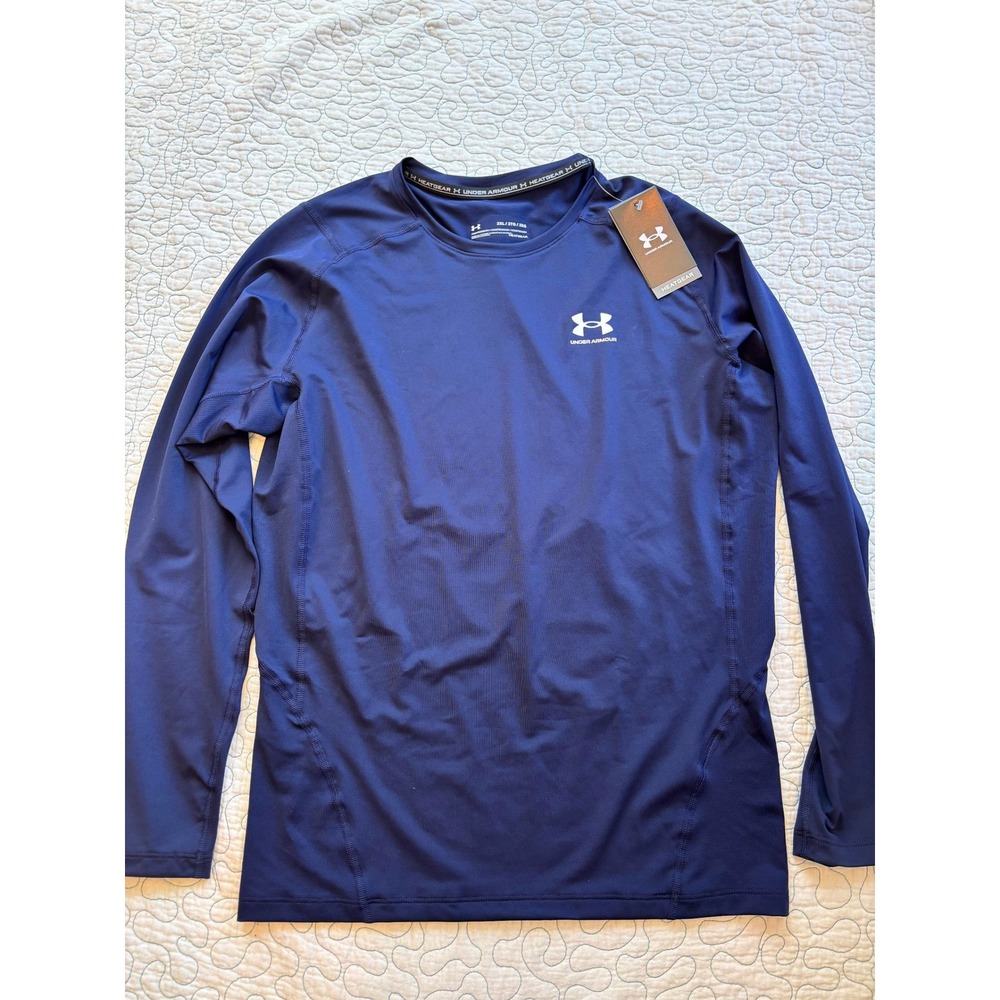 Under Armour Mens HeatGear Compression Long Sleeve Shirt Navy‎ 2XL